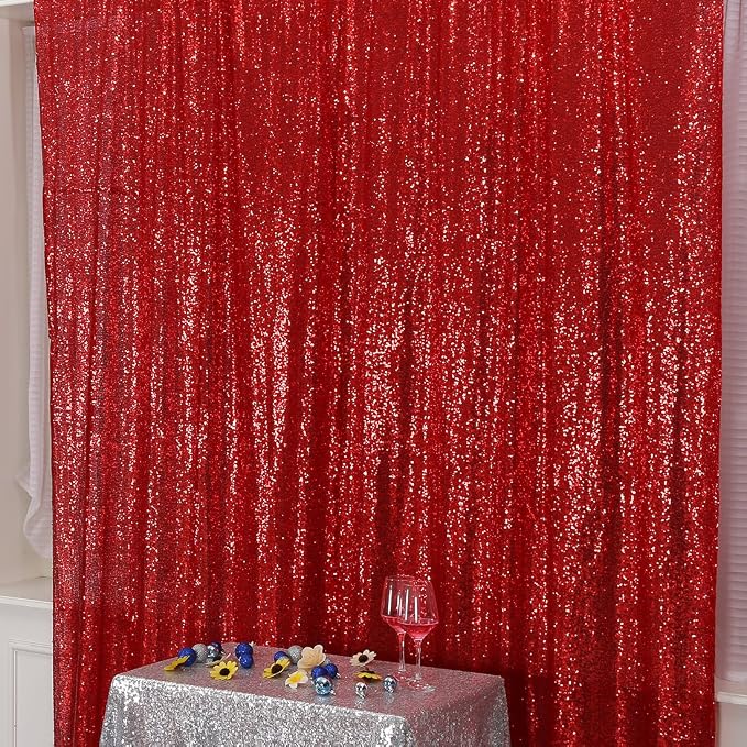 Poise3EHome 6FT x 8FT Red Sequin Photography Backdrop Curtain for Christmas Party Decoration - Image 8