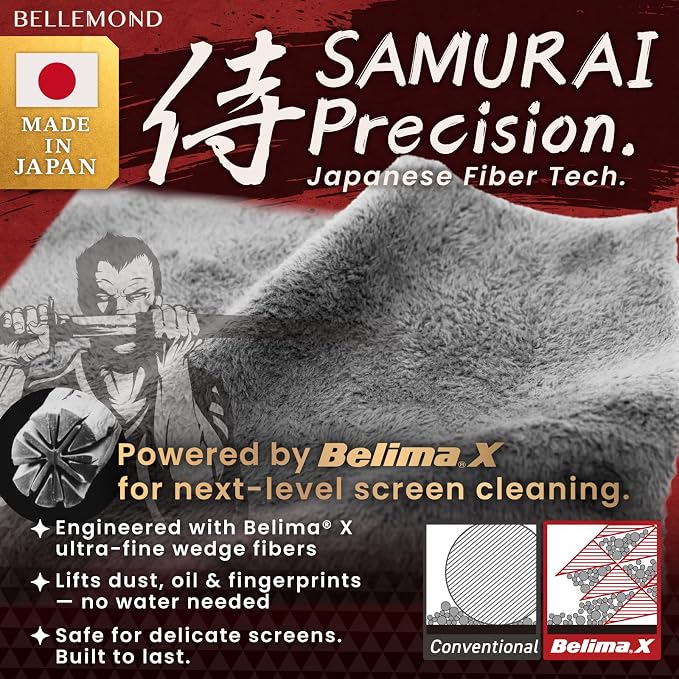 BELLEMOND「Samurai Cloth」Japanese Microfiber Cleaning Cloth | Washable, Reusable, Lint Free Cloth for Phones, Laptops, Lenses, Screens & Electronics | Made in Japan | Small - Image 2