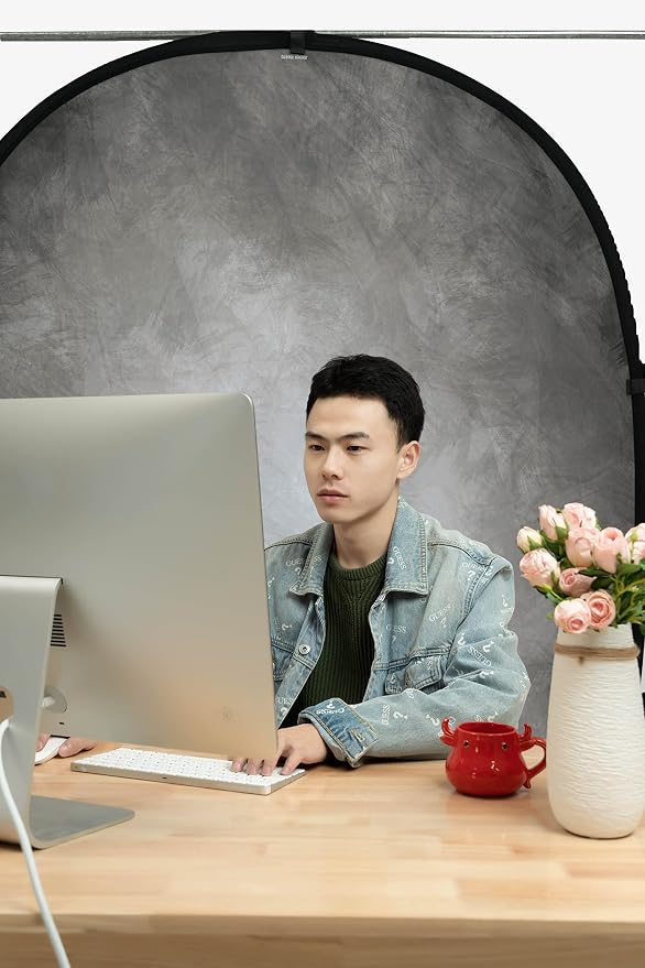 Kate Collapsible Backdrop Pop Up Photo Backdrops Grey Portable Background for Portrait Photography, for Video, for Live Stream, 5x6.5ft | Collapsible Backdorp 5'x6.5' Grey Pop Up Backdorps for Photography, YouTube Videos, and Live Streaming. - Image 4