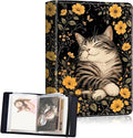 Small Photo Album 4x6, 60 Pockets Holds 120 Photos, Slip-in Pocket Photo Storage Book with Black Elastic Band for Family Wedding Baby Travel Pictures, Cute Tabby Cat Yellow Wildflower by Unknown