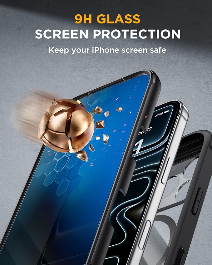 miracase for iPhone 17 Pro Privacy Series Case, Magsafe, Black | Built-in Privacy Screen Protector | 360° Full Protection | Colored Bezel & Clear Back | Shock-Absorbent | 6,3 Inch - Image 4