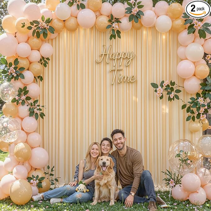 Dark Champagne Backdrop Curtain for Parties Wedding Baby Shower Wrinkle Free Photo Curtains Backdrop Drapes Fabric Decoration for Bridal Shower 5ft x 7ft,2 Panels by Tao-GePartyDecorations