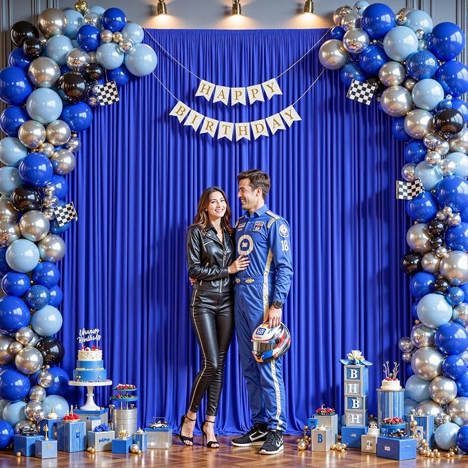 8ftx10ft Wrinkle Free Royal Blue Backdrop Curtain - 10 Feet Photography Backdrop Drapes, Silky Polyester Back Drop Cloth for Wedding Baby Shower Balloon Arch Background - Image 2
