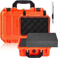 Relaxweex 1 Pcs Waterproof Hard Case with DIY Customizable Foam Insert Portable Protective Case with Knife for Camera Drones Equipments Tools Test Instruments(Reddish Orange,11.3 x 8.7 x 4.2 Inch) by Relaxweex