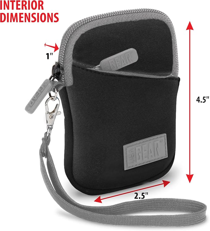 USA GEAR Compact Camera Case - Water Resistant Digital Camera Small Bag w/Belt Loop, Wrist Strap, Pocket for SD Card, Charging Cable - Pouch Compatible with Canon, Nikon, Sony and More (Black) - Image 3