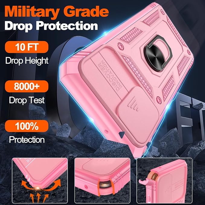 Gritup for Galaxy A32 5G Case Military-Grade Shockproof with Kickstand Pink | with 2 PCS Screen Protector, Slide Camera Cover, Heavy Duty Outdoor Protection Full Body Funda para Galaxy A 32 Cover-Pink - Image 2