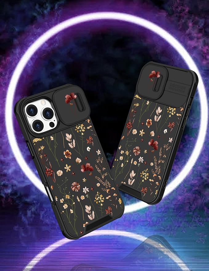 for iPhone 16 Pro Case - Women Cute Phone Cover Girly Pretty Fancy Unique Aesthetic Design Slide Camera Cover Protective Case for Apple for iPhone 16 Pro,Flowers Floral - Image 4