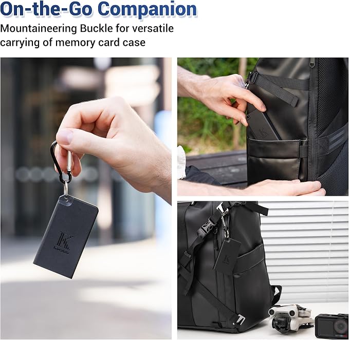 Pop-up Small TF Memory Card Case Holder for 8 TF MSD Cards with Carabiner, Portable Anti-Shock Splash-Proof MicroSD Card Case Storage Protector Organizer Keeper Container, Card Remove Tool Included - Image 6
