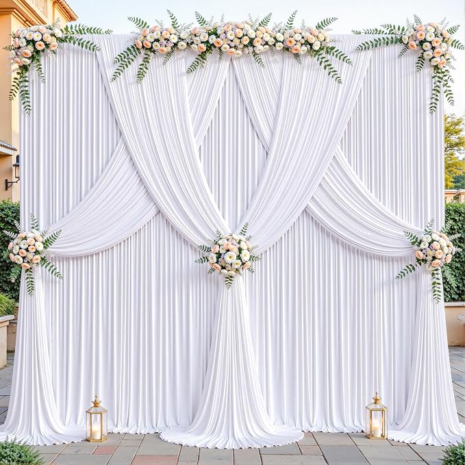 40ftx10ft Wrinkle Free White Backdrop Curtain - 10 Feet Photography Backdrop Drapes, Silky Polyester Back Drop Cloth for Wedding Baby Shower Balloon Arch Background - Image 5