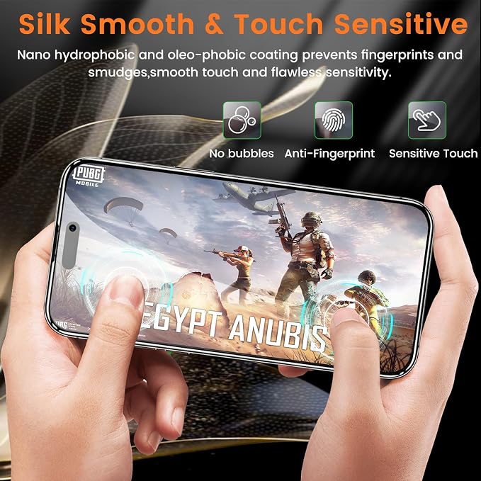 Lesakit 4+4 Pack Privacy Screen Protector for iPhone 15 Plus 6.7-Inch with 4 Pack Camera Lens Protector, Anti Spy Tempered Glass Film 9H Hardness Case Friendly - Image 7