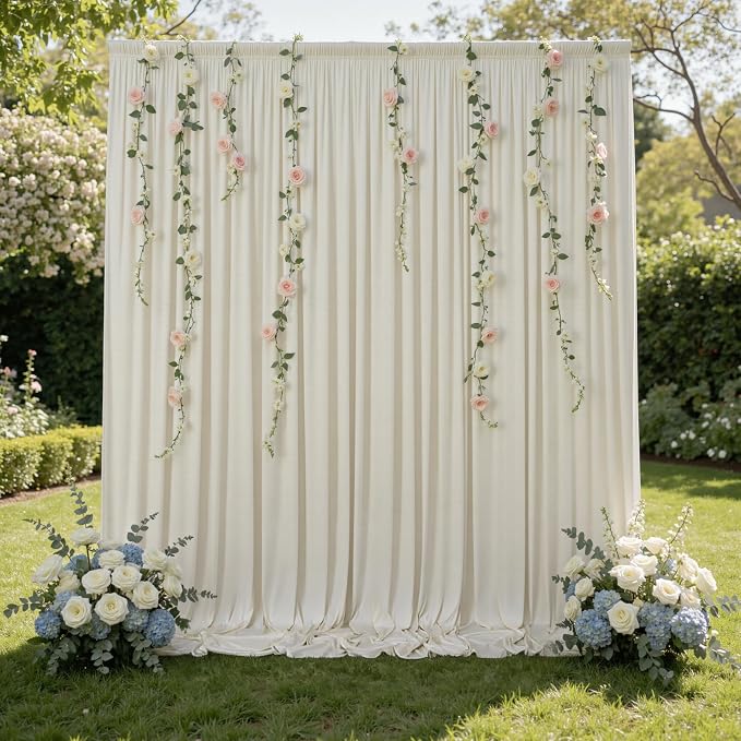 20ftx10ft Wrinkle Free Beige Backdrop Curtains for Parties, Silky Polyester Photo Backdrop Drapes 4 Panels 5x10ft Back Drop Cloth for Wedding Birthday Baby Shower Photography Background - Image 7