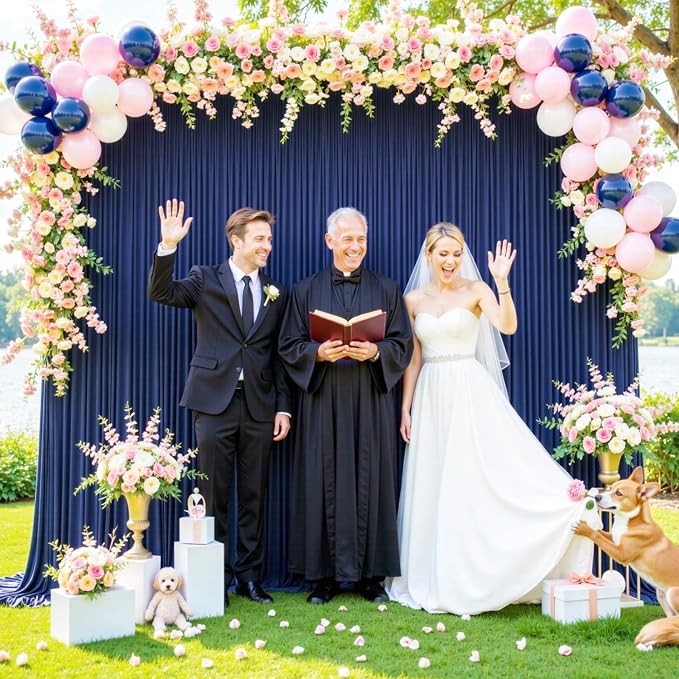 10x10 Navy Blue Backdrop Curtain for Parties Wrinkle Free Photo Curtains Backdrop Drapes Fabric Decoration for Wedding Birthday Party Baby Shower 5ft x 10ft,2 Panels - Image 9