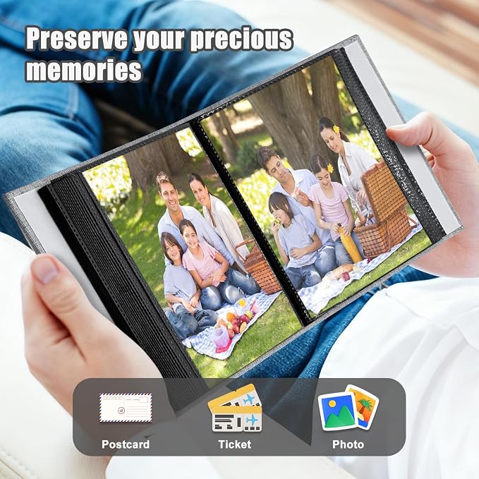 Photo Album 4x6 100 Pockets for Wedding Gifts,Linen Hardcover Picture Albums for Family Anniversary Baby Vacation Pictures - Image 5