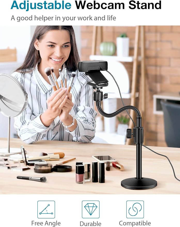 InnoGear Webcam Stand Arm for Desk Camera Mount Holder for Logitech Webcam | for C922 C930e C920S C920 C615 C960 C920x BRIO 4K NexiGo N60, Heavy Base, Gooseneck, Max Height 20.9", Eye-level Framing - Image 7
