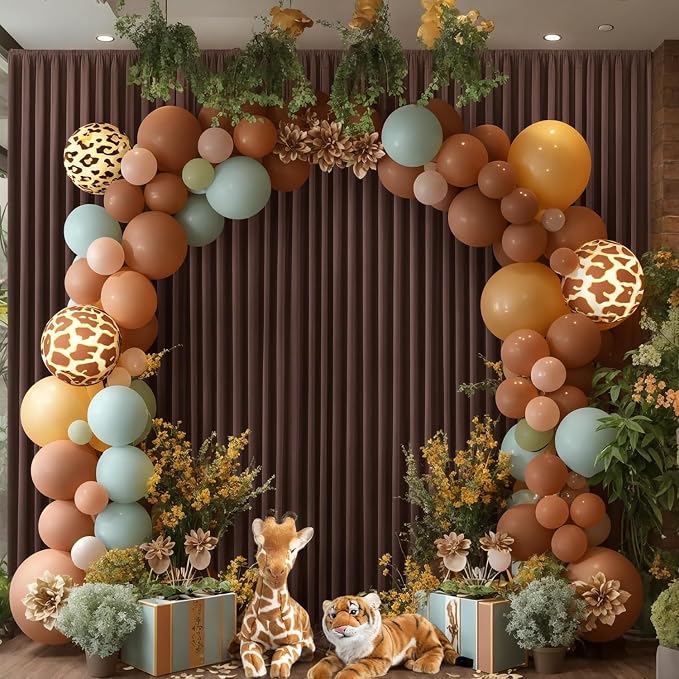 20ft x 10ft Wrinkle Free Brown Backdrop Curtains for Parties, 4 Panels 5x10ft Thick Polyester Photo Backdrop Drapes for Weddings Birthday Party Photography Background - Image 5