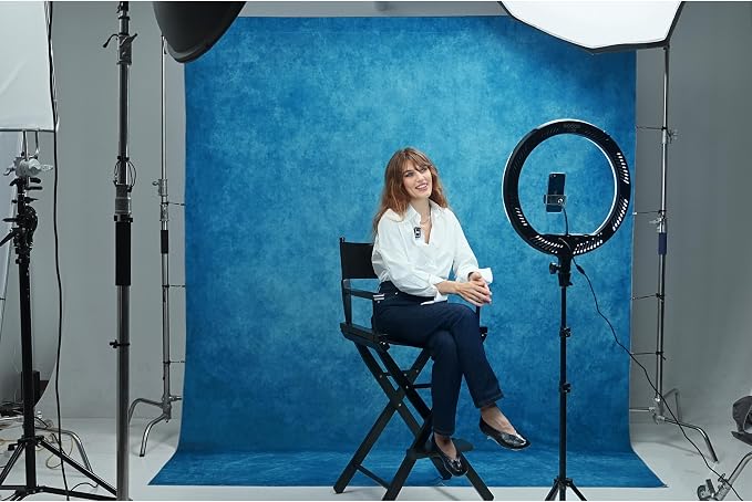 UrcTepics 8×10ft Abstract Blue Backdrop for School Portraits and Bussiness Headshots. Fabric Yearbook Photo Backdrop,Graduation and Audition Background. - Image 3