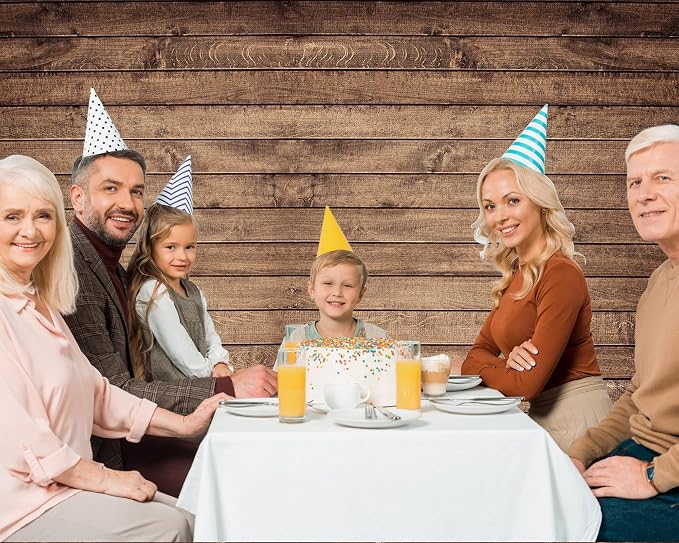Mixweer Brown Wood Backdrop for Photography Rustic Wooden Photo Backdrop Decorations Retro Wood Wall Background Birthday Party Weeding Backdrop(10 x 8 ft) - Image 7