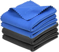 Eco-Fused Large Microfiber Cleaning Cloths - 4 Pack - 18 x 18 inch - Perfect for Wide Screen TVs, Large Computer Monitors- Also for Cleaning Glasses, Camera Lenses, Laptops and LCD Screens- Blue/Black by Eco-Fused