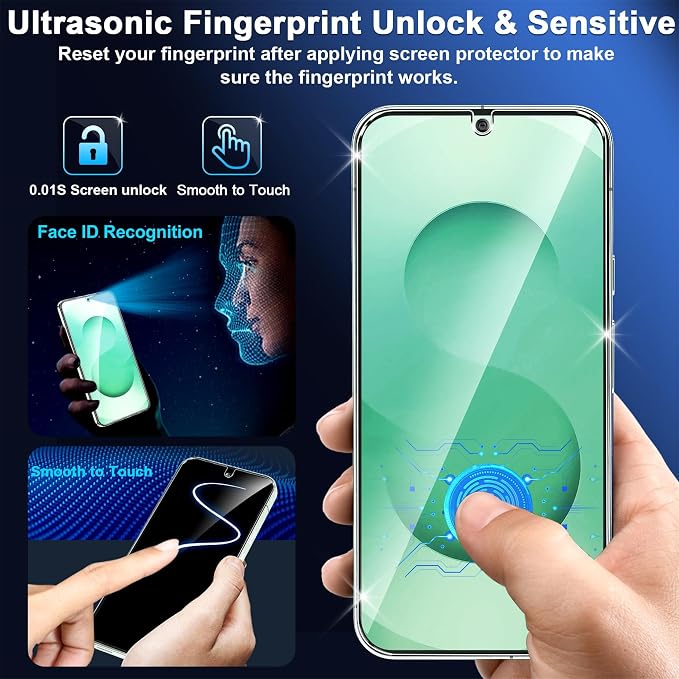 3 Pack for Samsung Galaxy S26 Screen Protector Tempered Glass + 3 Pack Camera Lens Protector, Military Grade Shatterproof, 9H Hardness, Fingerprint Unlock, HD Clear Case Friendly 6.3 Inch - Image 7