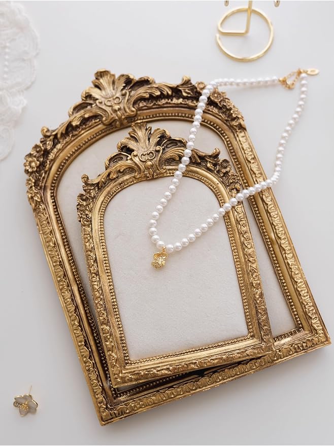 3 Pcs Jewelry Display Stand Organizer, Gold Vintage Ring Holder, Resin Necklace Holder Organizer, Photo Frame Earring Holder, Jewelry Holder for Wedding, Selling, Room Decor - Image 7