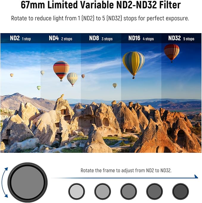 NEEWER 67mm Variable ND Filter Compatible with iPhone, Clip On ND2-32 Neutral Density Phone Lens Photography Accessories Kit Compatible with iPhone 17 16 15 Pro Max Plus 16e 14 13 mini, FL-B25 - Image 3