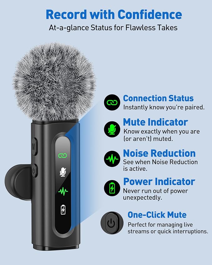 GoorDik Wireless Lavalier Microphone for iPhone, Android, USB C, PC, Camera Video Recording 4 in 1 Clip-on Mics with Rotatable Clip&Denoise Recording, for Vlog Tiktok YouTube Podcast Content Creator - Image 4