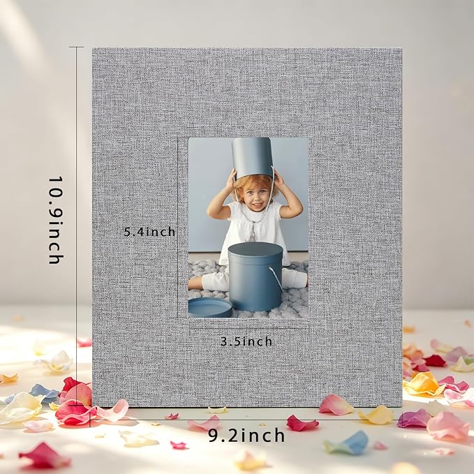 Photo Album 8x10 Linen Picture Book 26-Page Album Holds 52 Photos Art Presentation Folder for Picture or Certificates Storage Grey - Image 5