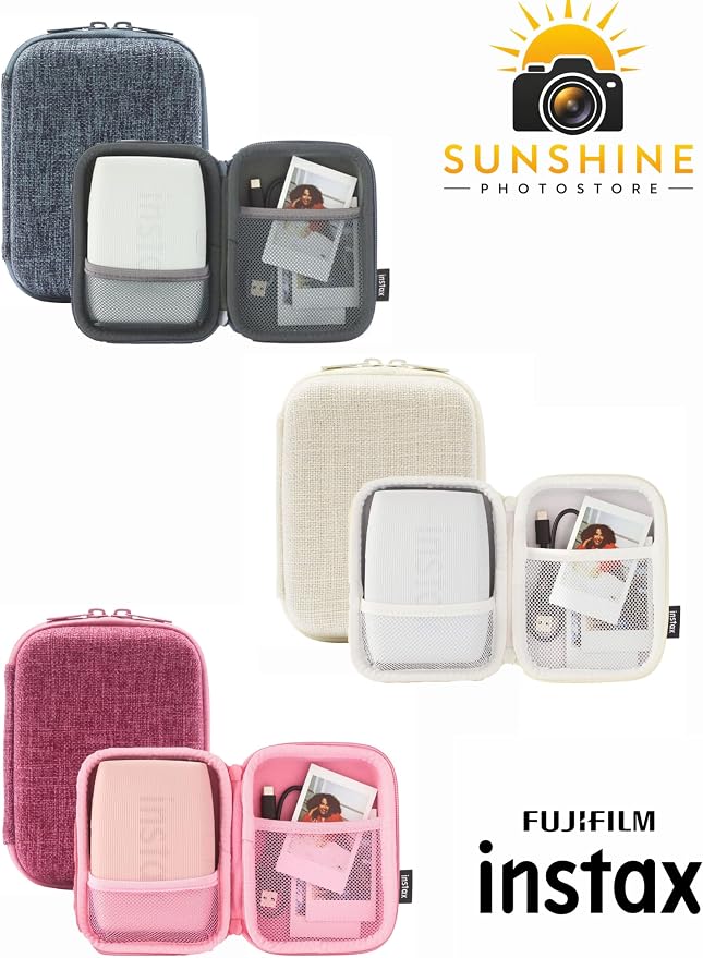Fujifilm Instax Mini Link 3 Case, Portable Travel Carrying Case for Instax Mini Link 3 Smartphone Printer, Protective Zipper Case with Storage Pockets for Film, Cable & Accessories (Woven Slate Blue) - Image 3