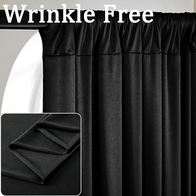 Black Wrinkle Free Black Backdrop Curtains for Parties, Thick Fabric Photo Backdrop Drapes for Birthday Wedding Baby Shower Party Photography Background Backdrop, 10ft x 7ft - Image 5