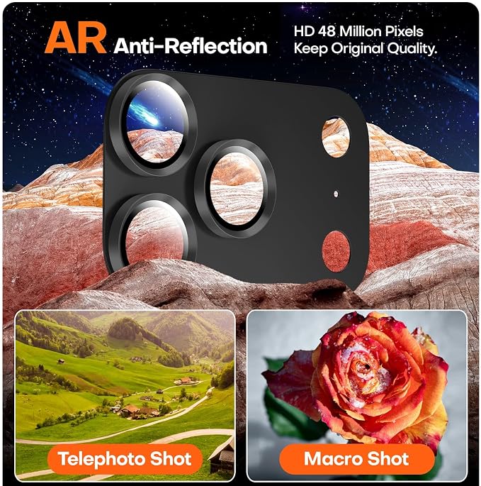 for iPhone 17 Pro Camera Lens Protector- Black | Aluminum Alloy, Tempered Glass Camera Cover, Nano Reinforced Adhesive, Accessories, Anti-Drop, Anti-Scratch, Case Friendly - Image 5