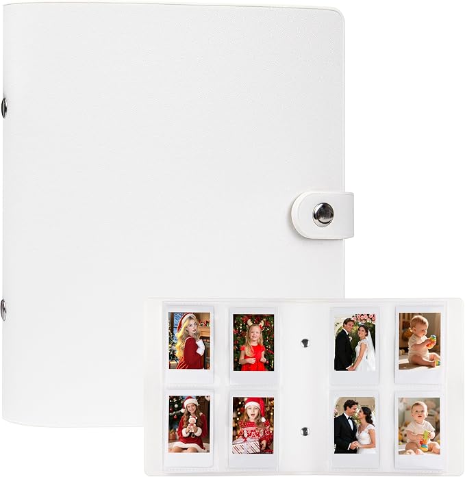 Veicevol 320-Pocket 2x3 Photo Album for Instax Mini and Polaroid, White | PU Leather Cover Keeps, Fits Instax Mini and Polaroid 2x3 Photos, Protects Travel, Wedding and Family Memories by VEICEVOL