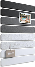 Fluxynara 13" x 2" Felt Wall Panels, Concrete Echo | 8-Pack Includes 50 Push Pins and Adhesive Tabs for Photos, Notes and Decor in Bedroom Doors, Home Office or Studios by FLUXYNARA