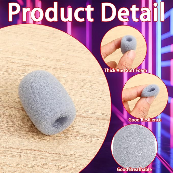 20 Pack Mini Headset Mic Foam Covers,Small Microphone Windscreens Headset for Noise Reducing Foam Protection Studio Recording Accessories Lapel and Lavalier Microphones - Image 4