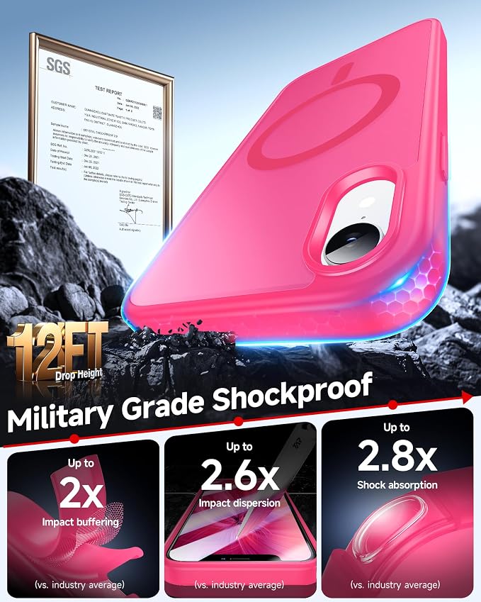 LeYi for iPhone-XR Cases Pink with Screen Protector X2 + Camera Cover X2:[ MagSafe Compatible] Magnetic Slim Cases for i Phone 10 iphoneXR Military Grade Protective Girls Funda para 10XR, Hot Pink - Image 3