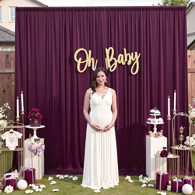 20x12 ft Burgundy Backdrop Curtains for Weddings, Birthdays and Photos | 4 Panels 5x12 ft, Wrinkle-Free Polyester Drapes, Washable, Ironable, 4 in Rod Pocket for Baby Showers Photography Background - Image 8