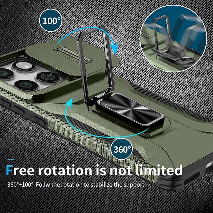 for Moto Edge 2025 Case,with Sliding Camera Lens Cover,HD Screen Protector,360° Rotating Kickstand,AYMECL Military-Grade Shockproof Protective Cover for Motorola Moto Edge 2025,Army Green - Image 6