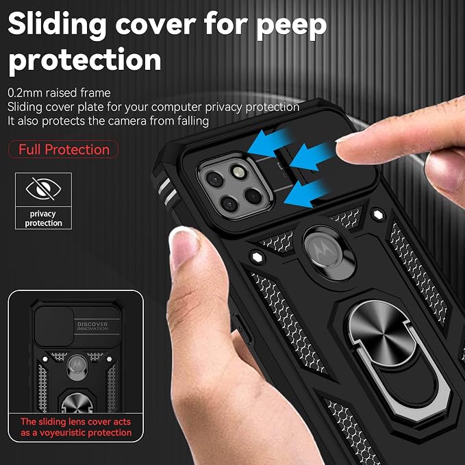 for Moto One 5G Ace Case Moto G 5G(2020) Case,with Nano Explosion-Proof Film[2 Pack], Military Grade Shockproof with Kickstand Protective Case for Motorola Moto One 5G Ace,Inky - Image 4