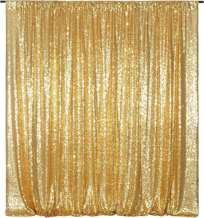 Poise3EHome Gold Sequin Backdrop, 20Ft x 10Ft Glitter Photography Background Curtains for Party Baby Shower Wedding Birthday Christmas Thanksgiving Halloween Decoration by Poise3EHome