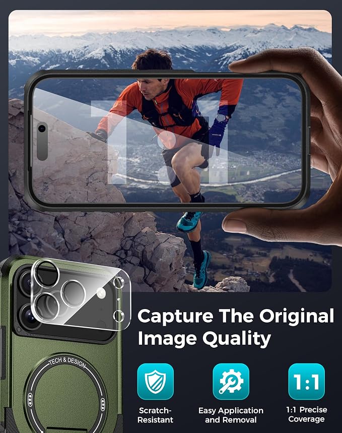Goton 3 in 1 for iPhone 17 Pro Max Case with Privacy Screen Protector Green | Glass Camera Lens Protector,Compatible for MagSafe,Invisible Kickstand, Shockproof Phone Cover for iPhone 17 Promax - Image 7