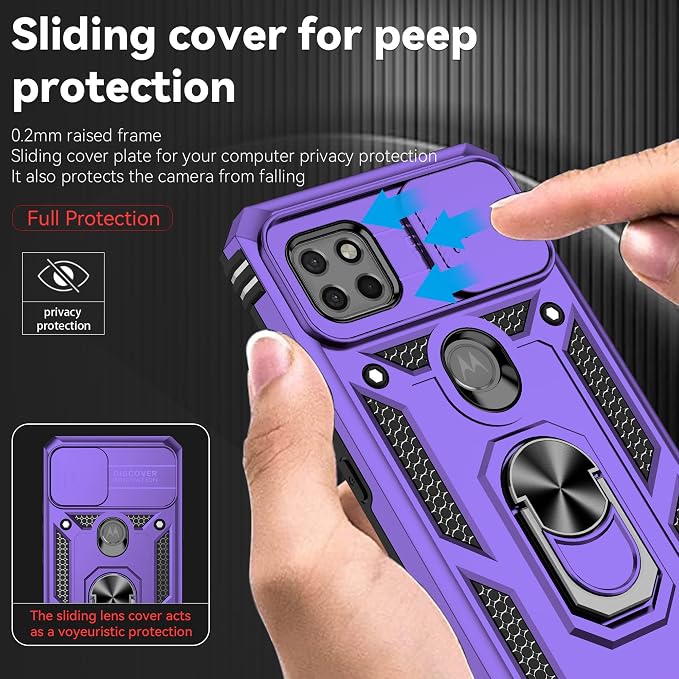 for Moto One 5G Ace Case Moto G 5G(2020) Case,with Nano Explosion-Proof Film[2 Pack], Military Grade Shockproof with Kickstand Protective Case for Motorola Moto One 5G Ace,Purple - Image 5