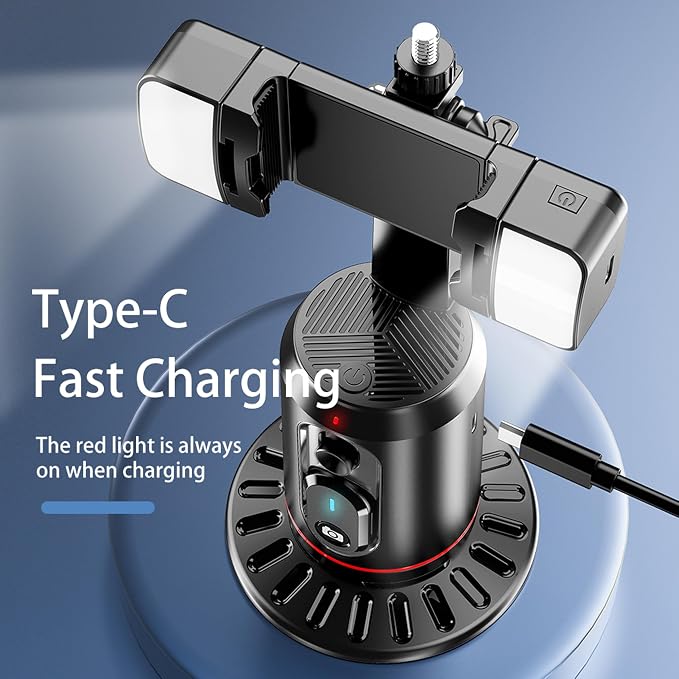 MQOUNY Auto Face Tracking Phone Holder, 360° Rotation Face Body Phone Tripod Smart Shooting Camera Mount with Rechargeable Remote and Light for Live Vlog Streaming Video, Rechargeable - Image 9