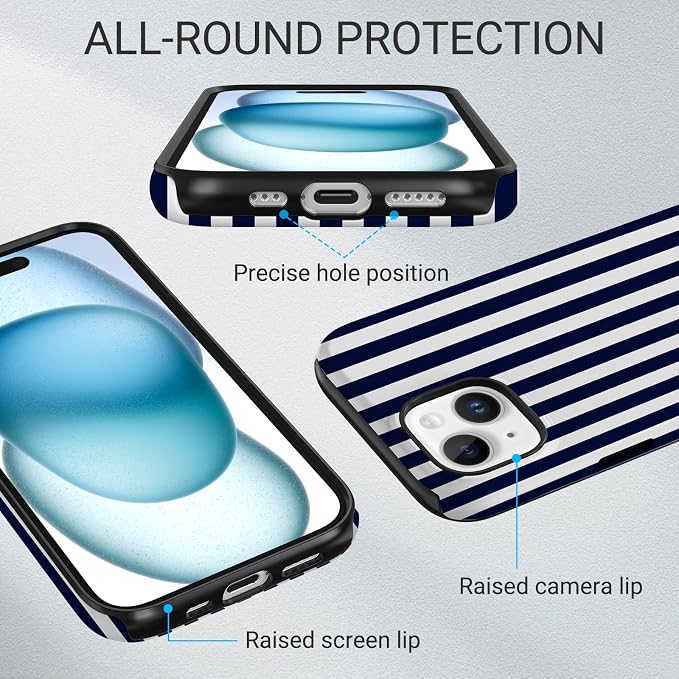 TPU Phone Case for iPhone 13, MagSafe Wireless Charging Compatible, Shockproof Slim Fit Protective Cover with Anti-Yellowing & Raised Camera Protection (Stripe 3, iPhone 13) - Image 3