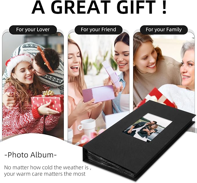 4x6 Slip In Photo Album Holds 300 Pockets Cloth Cover Black | DIY cover window, Acid free pages, PVC free pockets, Family Travel Wedding, Gift ready - Image 7