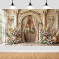 7X7ft Boho Floral Wedding Backdrop Retro Elegant Flowers Wall Photography Background Beige Vintage Wedding Bridal Shower Mother's Day Event Party Home Art Decor Portrait Photoshoot Props by JAWO