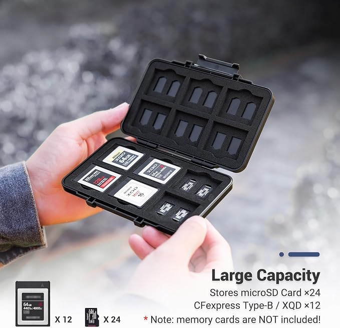 [Large Capacity] XQD Card CFexpress Type B Card Case Holder Storage, 36 Slots Memory Card Organizer Box for 24 TF Micro SD and 12 CFexpress Type-B Cards, for Nikon Z8 Z9 Z6III Z6II Z7II Z6 Z7 D4 D850 - Image 2