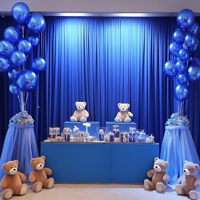 Royal Blue Backdrop Curtain 2 Panels-Wrinkle-Free Royal Blue Curtains Polyester Photography Drapes for Baby Shower Birthday Party Photo Background Backdrop Stand- 8 X10FT - Image 4