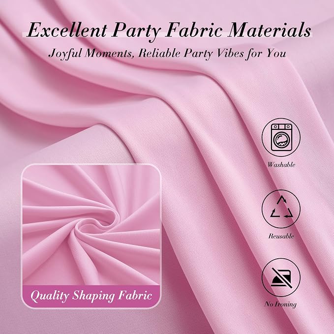 50 ft x 10 ft Wrinkle Free Pink Backdrop Curtain Panels, Polyester Photography Backdrop Drapes, Wedding Party Home Decoration Supplies - Image 4