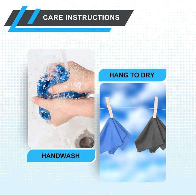 Eco-Fused Large Microfiber Cleaning Cloths - 4 Pack - 18 x 18 inch - Perfect for Wide Screen TVs, Large Computer Monitors- Also for Cleaning Glasses, Camera Lenses, Laptops and LCD Screens- Blue/Black - Image 3