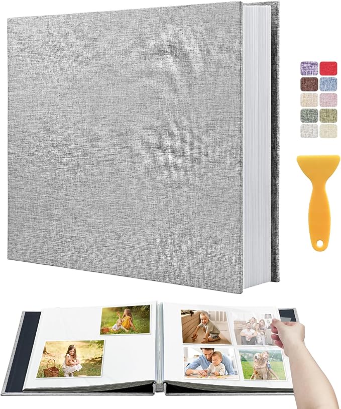 Large Photo Album Self Adhesive Scrapbook Album for 4x6 5x7 8x10 Pictures DIY Photo Book as Scrapbooking Supplies Kits, Birthday Gifts for Women Mom Wedding Baby Family Travel by HenPisen