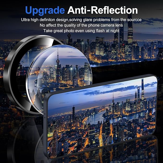 for Samsung Galaxy S25 Plus Camera Lens Protector, Individual Metal Ring Tempered Glass Lens Cover, [Strong Adsorption] Scratch Resistant Ultra-Thin HD Clear Lens Cover, 1 Set-Black Ring - Image 4